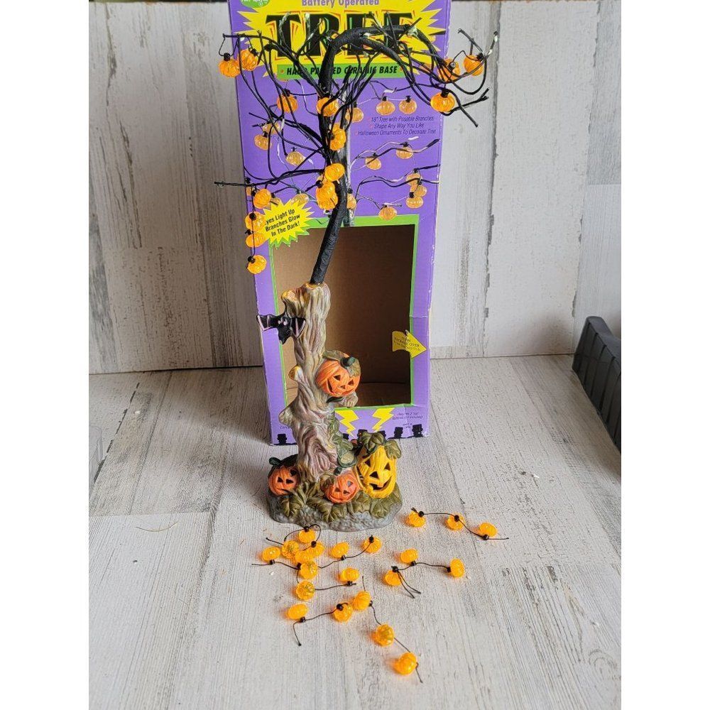 Fun World AS IS Vintage jack-o'-lanterns tree Halloween prop decor